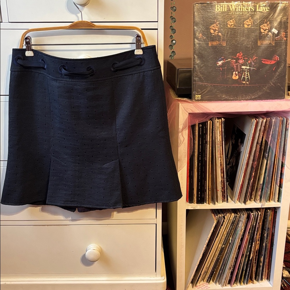 Nanette Lepore Vintage Skirt y2k 90’ Navy Gossip Girl Pleated 10 Ribbon Office L